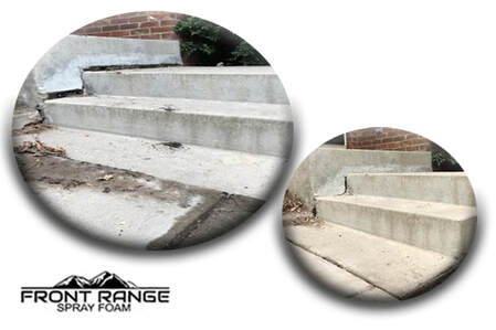 Front Range Spray Foam concrete leveling before and afterPicture